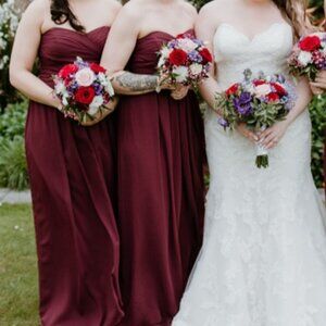 David's Bridal Burgundy Bridesmaid dress